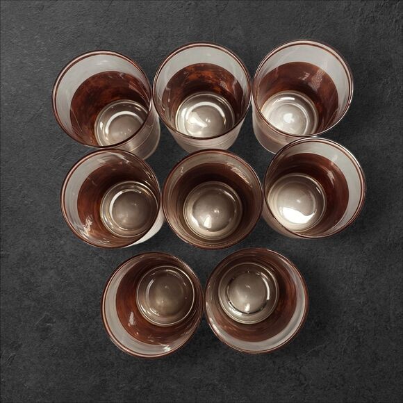 8 Vintage Culver Tortoiseshell Brazilian Brown Highball Glasses 22K Gold Barware - Picture 7 of 10